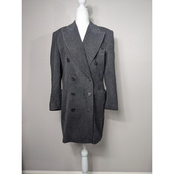 Escada Margaretha Ley Vintage L 42 Womens Gray Wool Cashmere Buttons Coat N14 - Picture 1 of 5